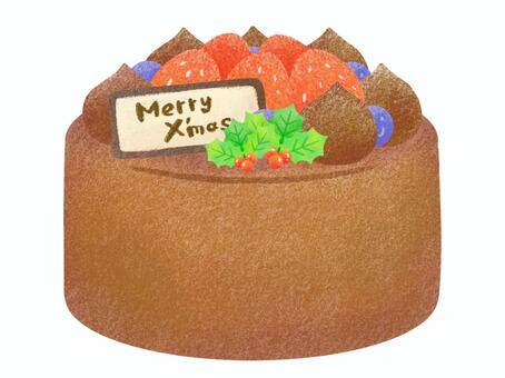 クリスマスケーキ／チョコレート クリスマスケーキ,ケーキ,クリスマス,スイーツ,デザート,洋菓子,お菓子,食べ物,冬,12月のイラスト素材