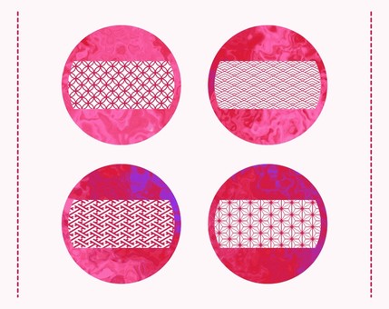 マーブル和柄のピンク円形バッジセット マーブル和柄のピンク円形バッジセット マーブル,フレーム,見出し,バッジ,アイコン,円形,サークル,デザイン,エレメント,流体のイラスト素材