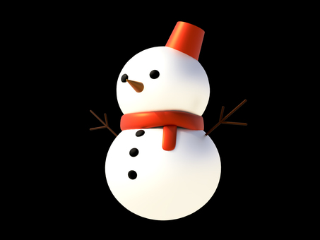 雪だるま クリスマス,雪,冬,雪だるま,バケツ,マフラー,赤,白,枝,目のイラスト素材
