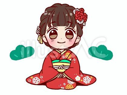 着物で座る女の子*おすまし