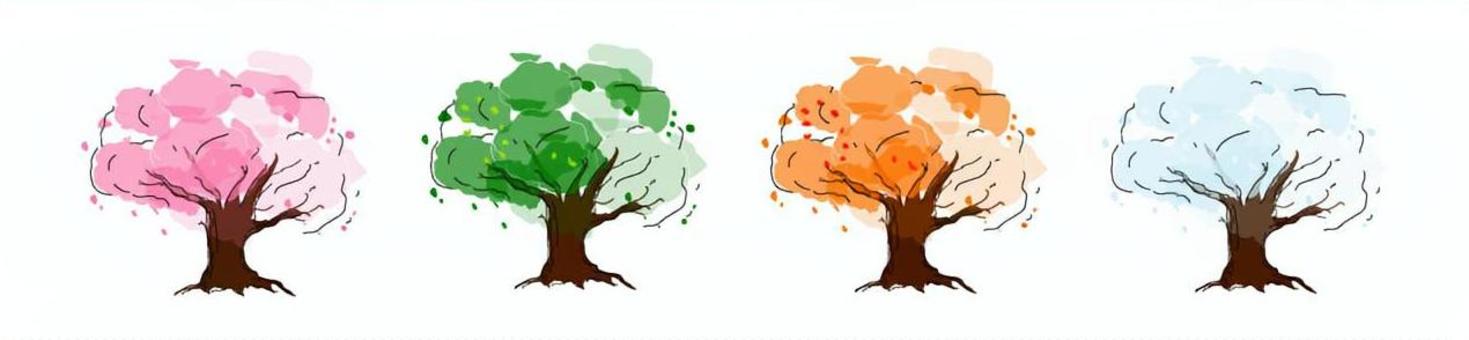 春夏秋冬の木 大樹,大木,桜,桜の木,桜吹雪,春,満開,ピンク,木,花びらのイラスト素材