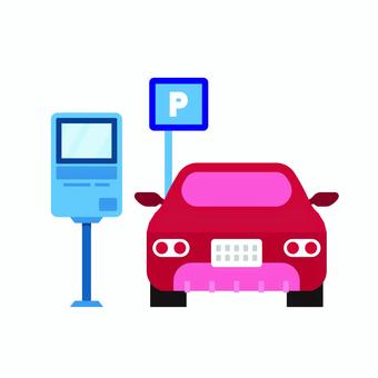 乗り物 005 駐車場,車,自動車,パーキング,駐車,看板,交通,イラスト,道路,マシンのイラスト素材