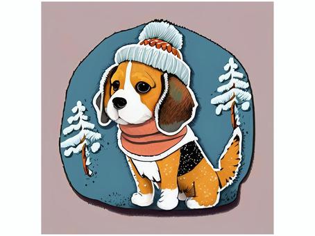 Beagle and woolen hat 11, , JPG and PNG