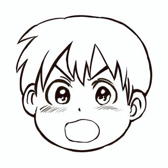 やる気の顔 男の子,子供,表情,やる気,熱血,顔のイラスト素材