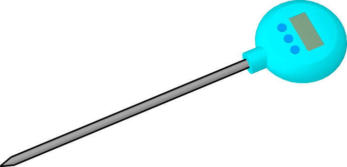 デジタル温度計 電化製品,電子機器,精密機械,温度計,デジタル温度計,水色,蛍光色,3dcg,立体,デフォルメのイラスト素材