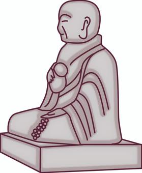 Illustration, jizo, stone buddha, landscape, 
