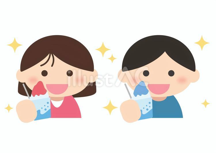 かき氷 かき氷,夏,男性のイラスト素材