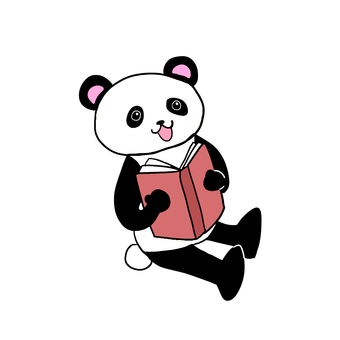 読書するパンダ パンダ,キャラ,ポップ,かわいい,本,読書,図書館,本屋,図書,趣味のイラスト素材
