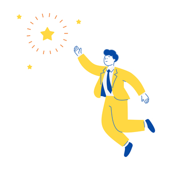 星に手を伸ばすビジネスマン 人物,男性,ビジネス,スーツ,ジャンプ,星,目標,夢,希望,成功のイラスト素材