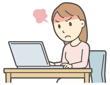  ロングヘア女性-511-バスト パソコン,怒る,女性,女の子,人物,かわいい,怒り,キレる,ムカつく,喧嘩のイラスト素材