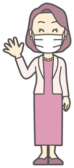  お金持ちマダム-062-全身 おばさん,マスク,予防,中年,女性,富裕層,マダム,裕福,お金持ち,ミセスのイラスト素材