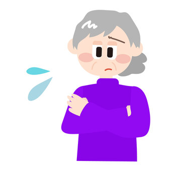 考える(困る)_老人の女性 考える,思考,困る,疑問,老人,感情,汗,ポーズ,お年寄り,女性のイラスト素材