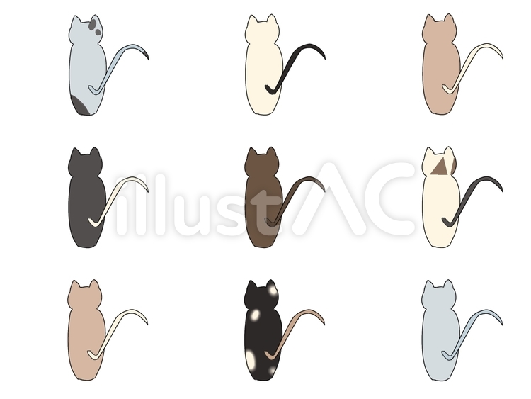 ねこの後ろすがた 猫,後ろ姿,たくさんのイラスト素材