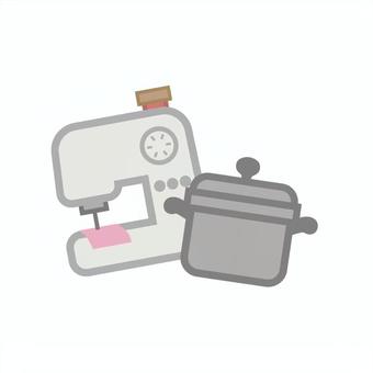 家庭科の授業のシンプルアイコン 家庭科,家庭,授業,学校,時間割り,アイコン,ロゴ,挿絵,ミシン,鍋のイラスト素材