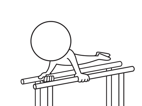 体操 平行棒 棒人間,体操,平行棒,線画,シンプル,ゆるいのイラスト素材
