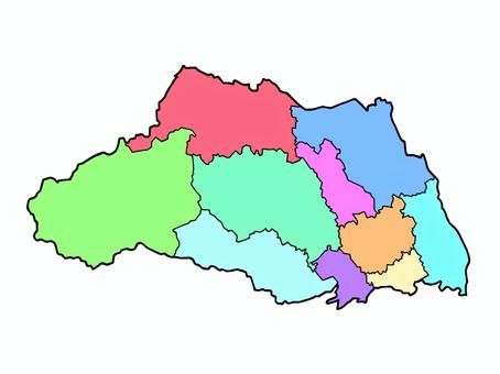 少しゆるい埼玉県地図 地域色分け 埼玉県,埼玉,関東,地図,ゆるい,色分け,日本,線画,日本列島,秩父のイラスト素材