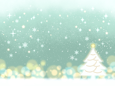 おとぎの森・聖夜のクリスマスツリー【4】 クリスマス,クリスマスツリー,冬,聖夜,雪,11月,12月,キラキラ,雪の結晶,メルヘンのイラスト素材