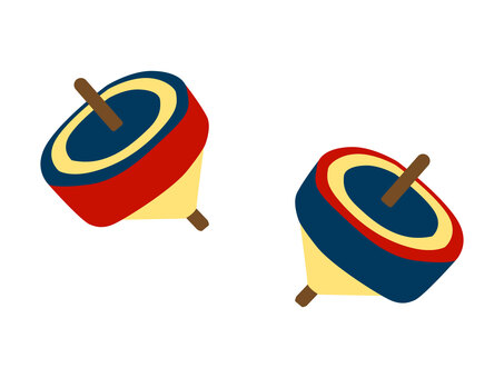 お正月のこまのイラストセット コマ,アイコン,正月,単品,シンプル,回す,こま,こま回し,遊び,回転のイラスト素材