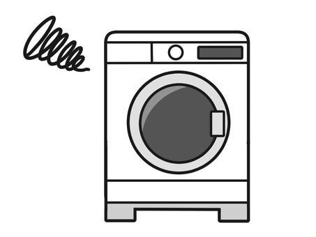 故障した白いドラム式洗濯機のイラスト 生活,家電,洗濯機,ドラム式,故障,機械のイラスト素材