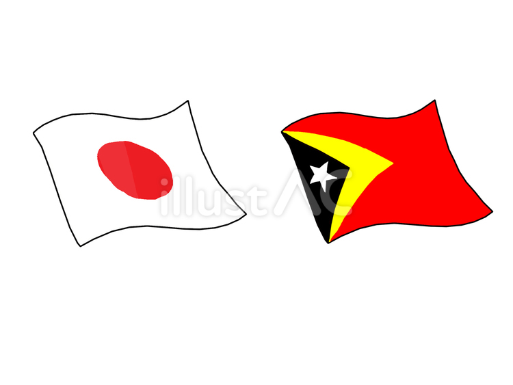 日本と東テイモールのなびく国旗 日本,東テイモール,なびくのイラスト素材