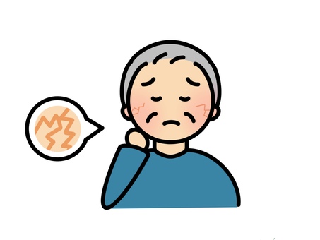 乾燥している肌・おじいちゃん おじいちゃん,祖父,男性,乾燥,乾燥肌,肌荒れ,シニア,高齢者,70代,80代のイラスト素材