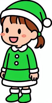 緑のサンタコスの女の子です。