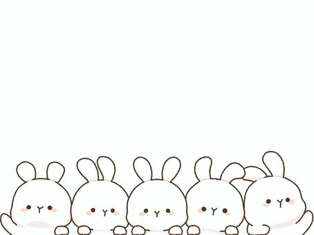 ひょっこりうさぎフレーム_白 動物,かわいい,フレーム,うさぎ,白,アニマル,生き物,顔を出す,乗る,のぞき見のイラスト素材