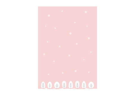 シンプルな木に雪の降るポストカード 雪,冬,木,背景,フレーム,壁紙,枠,バナー,ポストカード,カードのイラスト素材