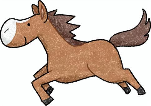 走るお馬さん 馬,クレヨン調,競馬,午年,動物園,生き物,哺乳類,走るのイラスト素材