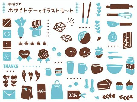 White Day motif illustration material set, JPG, PNG and AI White Day motif illustration material set, , JPG, PNG and AI