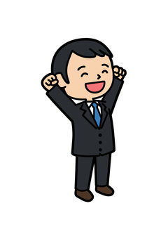 仕事終わり 仕事終わり 伸び,仕事終わり,ストレッチ,リラックス,笑顔,男性,スーツ,ビジネス,会社員のイラスト素材