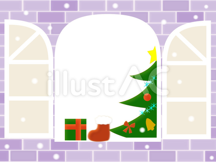 冬の窓辺　ホワイトクリスマス クリスマスツリー,クリスマス,プレゼントのイラスト素材