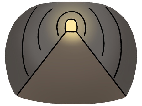 トンネルの出口が見えた トンネル,出口,光,手描き,ゆるい,暗闇,明るい,終わり,見通し,完成のイラスト素材