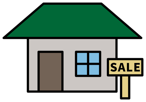 売家のイラスト 緑の屋根 売家,住宅,不動産,家,空き家,中古,建物,一戸建て,建売,マイホームのイラスト素材