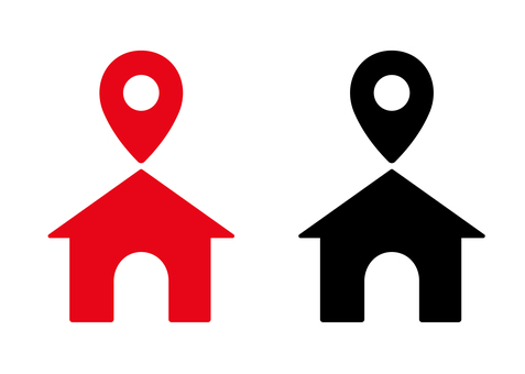 マップピンと家のアイコンセット ホーム,家,住所,現在地,マップ,ピン,地図,位置,場所,所在地のイラスト素材