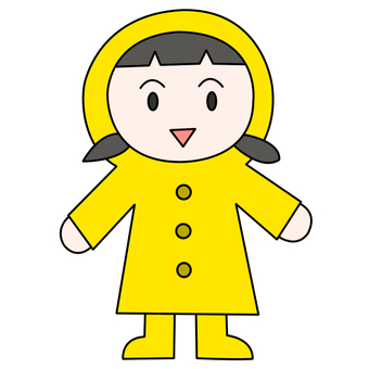 黄色のカッパを着た女の子