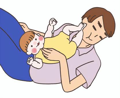 person being kicked by baby, baby, dad, child care, JPG and PNG