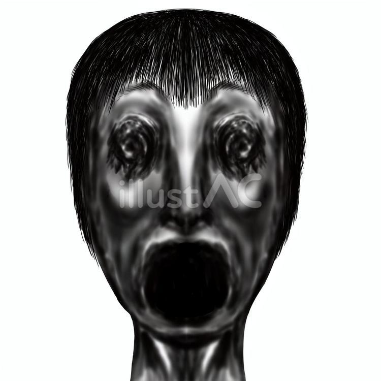 白黒のヤバイ不気味な男または悪霊や生霊 霊,ヒトコワ,幽霊のイラスト素材