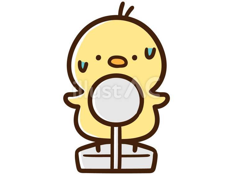 自分の体重を知って焦るかわいいひよこ ひよこ,体重計,体重のイラスト素材