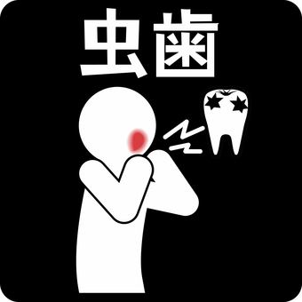 虫歯ピクトグラム 虫歯ピクトグラム 虫歯,奥歯,口内,痛み,人物,歯医者,漢字,ピクトグラムのイラスト素材