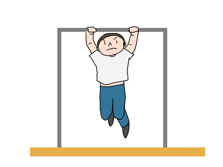 鉄棒に挑戦する大人 鉄棒,体操,ぶら下がり,運動,男性,人物のイラスト素材