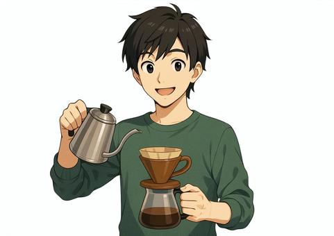推しコーヒー豆でハンドドリップ 白背景