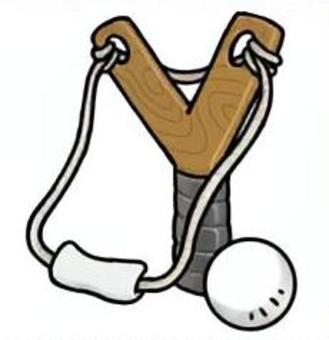 Illustration, pachinko, slingshot, en bois, 