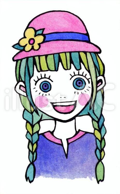 みつあみちゃん 肩上,おさげ,みつあみのイラスト素材