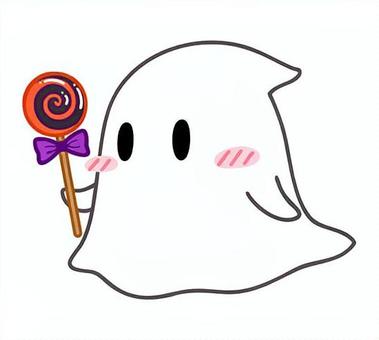 棒つきキャンディを持つおばけ ハロウィン,おばけ,オバケ,かわいい,秋,シンプル,可愛い,10月,イベント,子供向けのイラスト素材