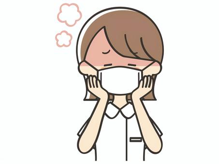 熱が出てマスクをしている女性看護師 女性,看護師,看護士,介護士,薬剤師,整体師,セラピスト,カウンセラー,熱,マスクのイラスト素材