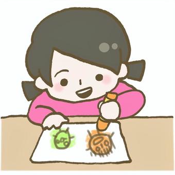 頭足人(とうそくじん)を描く子ども こども,子ども,描く,絵,クレヨン,楽しい,頭足人,とうそくじん,発達,絵画のイラスト素材