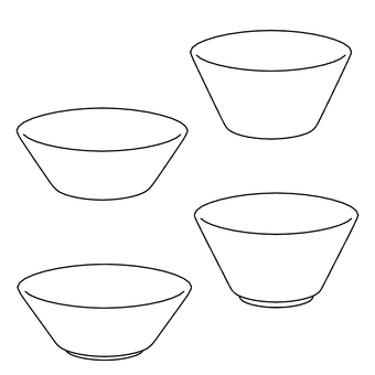 切立丼の線画 切立丼,食器,器,切立,どんぶり,線画,モノクロ,立体,シンプルのイラスト素材
