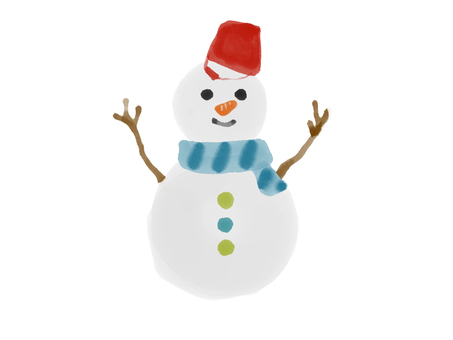 雪だるま　カラー　イラスト 雪だるま,冬,水彩,雪,スノーマン,ゆきだるま,キャラクター,カラー,パステル,やわらかのイラスト素材