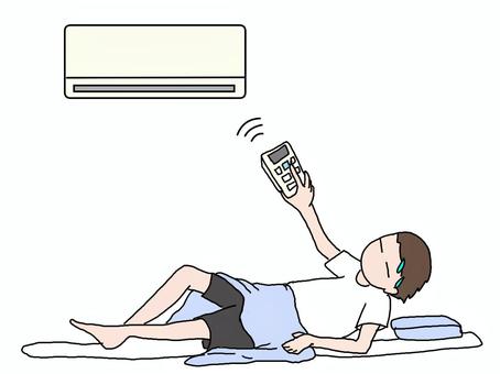 Illustration, tropical night, bedridden, air conditioner, 